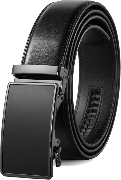 Founders & C Men's Ratchet Belt 1 3/8",Leather Dress Belt Adjustable with Click Sliding Buckle Trim to Exact Fit