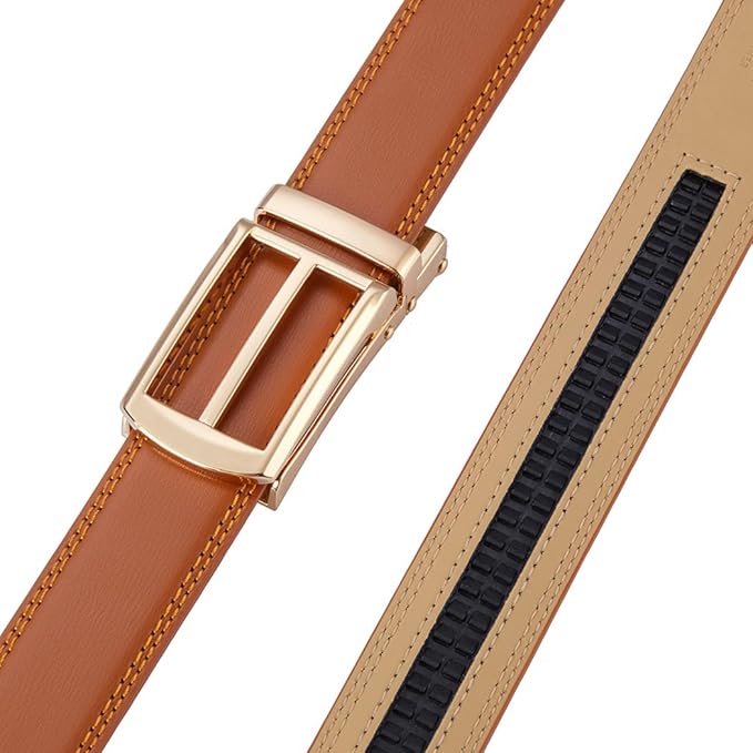 Tonywell Mens Leather Ratchet Belts with Click Buckle Perfect Fit Dress Belt 30mm Wide