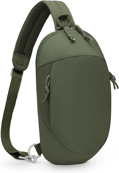 Small Sling Bag with RFID Blocking, Mini Fanny Pack for Women Men, Convertible Crossbody Anti Theft Chest Bag for Travel Hiking Running, Dark Green