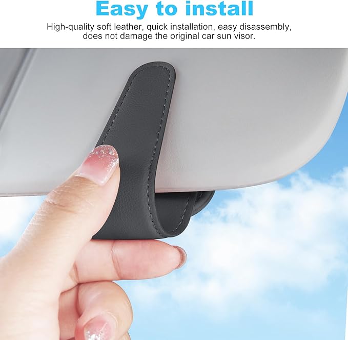 TCJJ Sunglasses Holders for Car Visor,Car Magnetic Glasses Holder Leather Sunglasses Clip and Ticket Card Clip Suitable for Car Interior Visor and Different Size Eyeglasses(Gray/2)