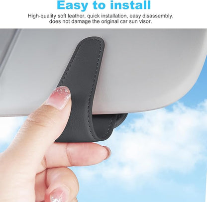 TCJJ Sunglasses Holders for Car Visor,Car Magnetic Glasses Holder Leather Sunglasses Clip and Ticket Card Clip Suitable for Car Interior Visor and Different Size Eyeglasses(Gray/2)