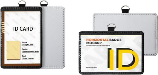 6 Pack Sublimation Blank PU Leather ID Card Badge Holder Heat Transfer Name Tags for Office
