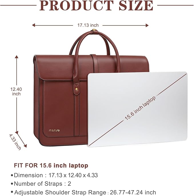 MOSISO Laptop Bag for Women, 15-15.6 inch PU Leather Laptop Shoulder Bags Convertible Backpack, 16 inch Messenger Bags Casual Handbag Work Briefcase Travel Computer Bag with Bowknot, Brown