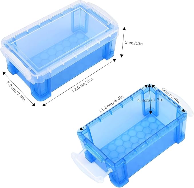 12 PCS testyu Small Storage Containers with Lids, 5" X 2.8" X 2" Stackable Small Plastic Box, Colorful Mini Plastic Storage Box for Jewelry Beads Crafts Items Accessories