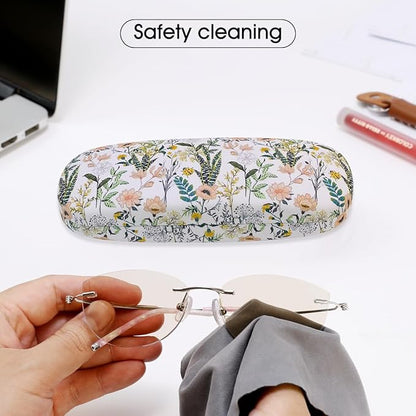 PERFECTSIGHT Hard Shell Eyeglasses Case, PU Leather Protective Glasses Case, Cute Eyeglass Case for Women Men Girls