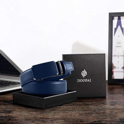 DOOPAI Belt Men, Ratchet Dress Adjustable 1 3/8" Sliding Leather Designer, Size Length Can be Cut, with Gift Box