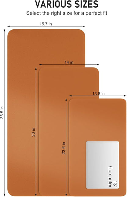 Desk Pad, 23.6" x 13.8" PU Leather Non-Slip Desk Mat Large Mouse Pad for Desktop, Waterproof Laptop Computer Writing Mat for Office, Home, Work, Gaming, Earthy Yellow