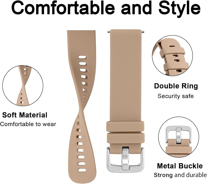 GEAK Compatible with Garmin Vivoactive 5 Watch Bands for Women Men, Silicone 20mm Quick Release Watch Band for Vivoactive 3/Vivoactive 3 Music/Garmin Venu/Venu Sq/Forerunner 645/245 Smartwatch MilkTea