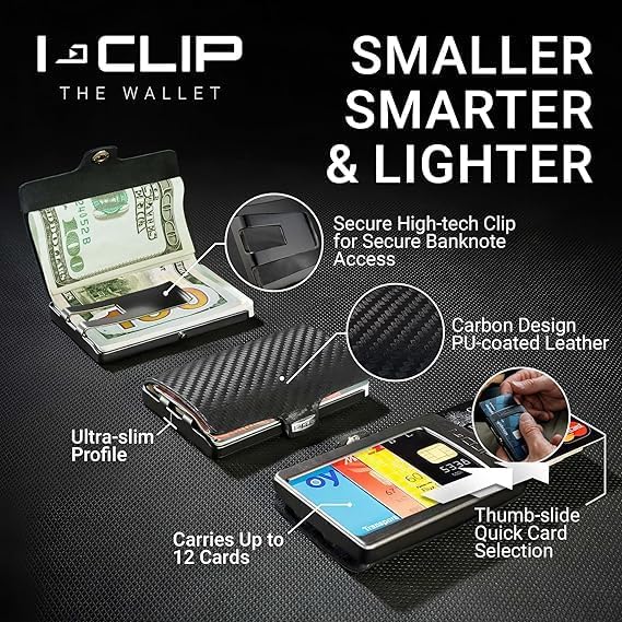 I-CLIP, Premium Men's Leather Wallet, Versatile Changeable Money clip, Secure Card Holder, Compact Men's Wallet Minimalist, Sleek Slim Design, Perfect Money Clip Wallet for Men
