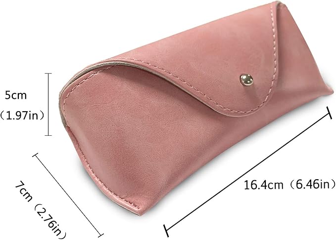 LogHog Portable Leather Glasses Case,Flexible Sunglasses Pouch Slim Case for Women Men Horizontal Eyeglass Case