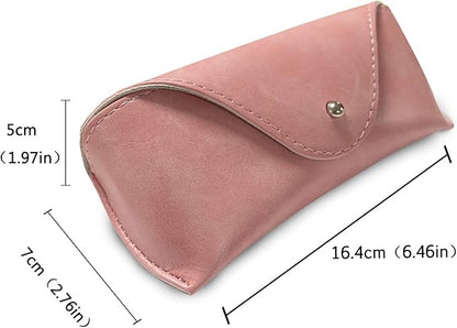 LogHog Portable Leather Glasses Case,Flexible Sunglasses Pouch Slim Case for Women Men Horizontal Eyeglass Case