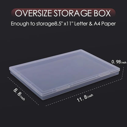 6 Pack Photo Storage Box, Fits 8" x 10" Photo, Large Plastic Scrapbook Paper Storage with Snap-Tight Latch, Photo Organizer for Protecting Photos, Crafts, Scrapbooks, Office Supplies, A4 Files