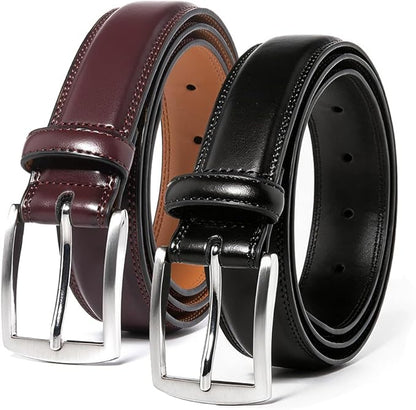 Mens Genuine Leather Dress Belt for Men, Handmade, 100% Cow Leather,Classic Casual and Business Belt Prong Buckle