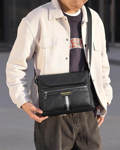 Zipper Buckle Leather Messenger Bag Crossbody Shoulder Bag Vintage Handle Bags | Zipper, Buckle, Leather, Vintage