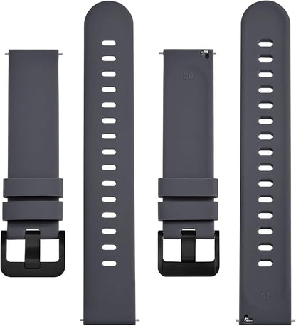 BISONSTRAP Silicone Watch Bands, Slim Watch Straps with Quick Release, 21mm, Grey with Black Buckle