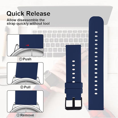 TIESOME Silicone Watch Bands, Quick Release Waterproof Soft Rubber Replacement Straps with Silver Plated Stainless Steel Buckle Compatible with Sport Watch for Men Women