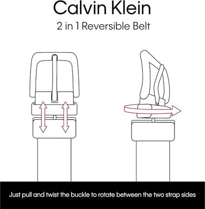 Calvin Klein Men’s Reversible Leather Belt - 2‑in‑1 Versatile Modern Style