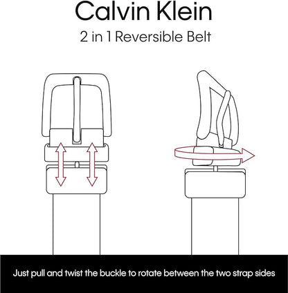 Calvin Klein Men’s Reversible Leather Belt - 2‑in‑1 Versatile Modern Style