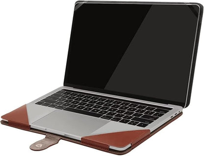 MOSISO Case Compatible with MacBook Air 13.6 inch M4 M3 M2 2025-2022 /Air 13 M1 2022-2018 /Pro 13 inch M2 M1 2025-2016, PU Leather Portfolio Protective Stand Cover, Brown