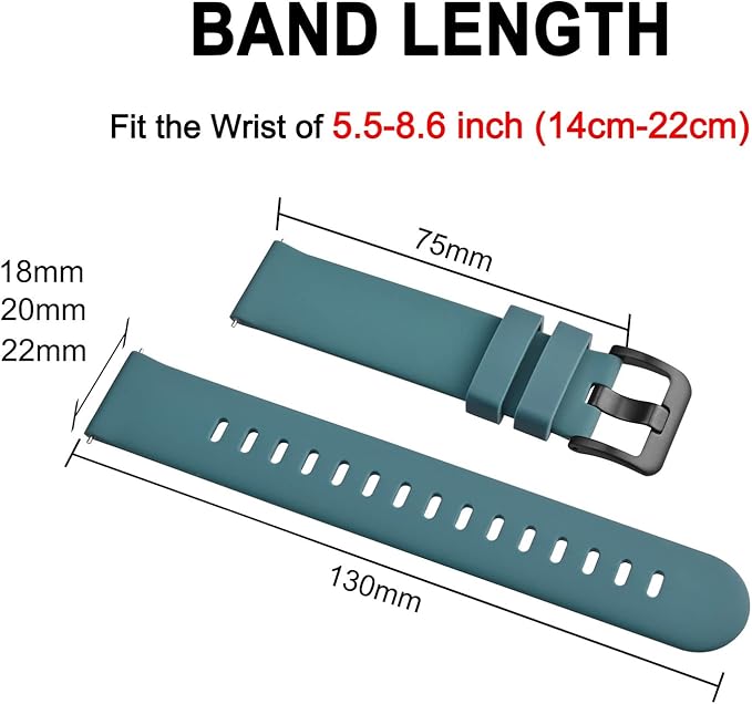 BISONSTRAP Silicone Watch Bands, Slim Watch Straps with Quick Release, 16mm, Cyan (Blue) with Black Buckle