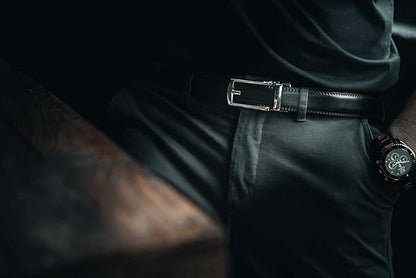 Tonywell Mens Leather Ratchet Belts with Click Buckle Perfect Fit Dress Belt 30mm Wide
