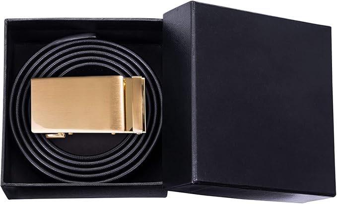 Barry.Wang Mens Belts Leather Ratchet Automatic Buckle Slide Click 1 3/8" Designer Dress Fashion Classic Casual Work Business