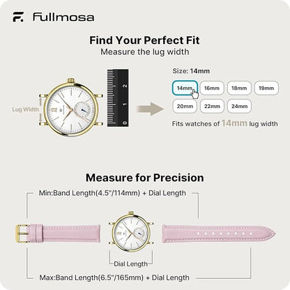 Fullmosa Watch Band, Quick Release Leather Watch Strap for Men Women, Replacement Bands Width 12mm 14mm 16mm 18mm 19mm 20mm 21mm 22mm 24mm