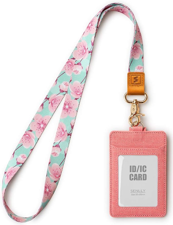 SENLLY ID Badge Holder Gift with Cute Neck Lanyard Strap, 2 Card Slots and 1 Clear ID Window, for Women and Men