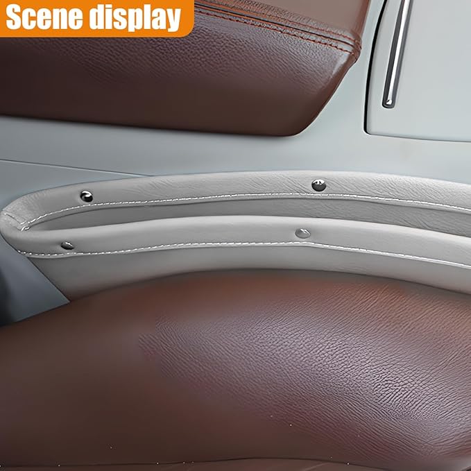 Car Seat Gap Filler Organizer, L-Capacity Leather Automotive Interior Storage Box, Universal Vehicle Side Seat Gap Filler Accessories for Keys, Phones, Glasses (Grey)
