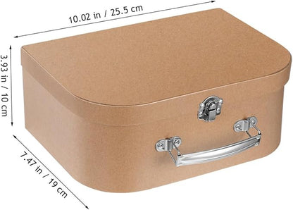 HOMSFOU Kraft Paper Storage Suitcase 10X10X10 Inches Multipurpose Decorative Box for Jewelry Stationery Wedding Party Favors Travel and Home Organization