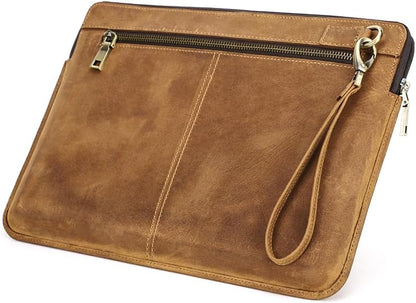 CONTACTS Full Grain Leather 14" Laptop Case Large Document Bag Notary Bag Slim Briefcase for Men