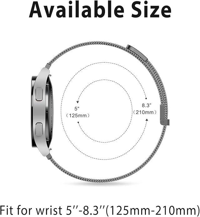 Vanjua 20mm 22mm Watch Band for Women Men, 20mm 22mm Quick Release Stainless Steel Metal Mesh Loop Adjustable Magnetic Replacement Wristbands Straps Bands