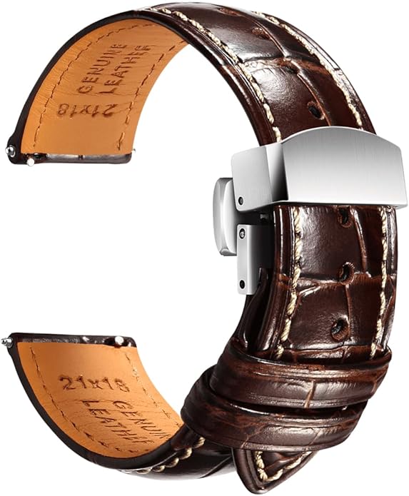 REZERO Leather Watch Bands for Men, Quick Release Watch Straps, Luxury Italian Alligator Grain Embossed Band Replacements 19mm 20mm 21mm 22mm