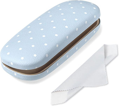 Glasses Case Hard, Cute Sunglasses Case for Women Leather Protective Case for Eyeglass with Cleaning Cloth