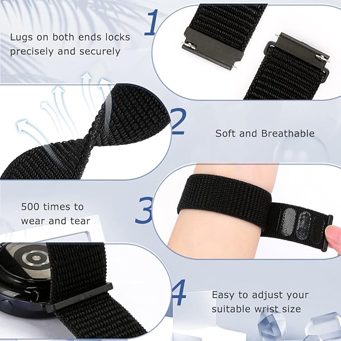 19mm Nylon Sport Quick Release Watch Bands Compatible with GRV FC1/FC5/Willful/YAMAY/Letsfit/LETSCOM/TEMINICE/LIFEBEE/Lintelek ID205 ID205L ID205G ID205S ID205U/Blackview Band for Women Men