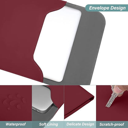 MOSISO Laptop Case 13.3 inch, 13-13.3 inch Laptop Sleeve Compatible with MacBook Neo 13 A18 Pro A3404 /Air 13/Pro 13/Pro 14 M5 M4 M3 M2 M1, Faux Suede Leather Case with Small Bag, Wine Red