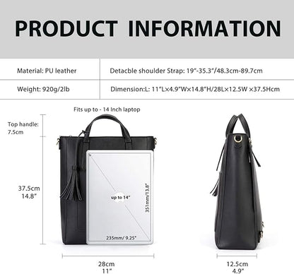 ECOSUSI Tote Bag Convertible Backpack for Women Vegan Leather Handbag Multifuction Shoulder Bag