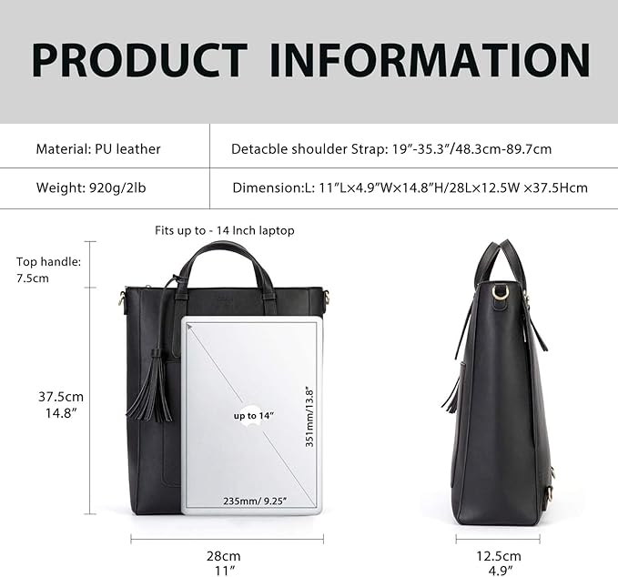 ECOSUSI Tote Bag Convertible Backpack for Women Vegan Leather Handbag Multifuction Shoulder Bag