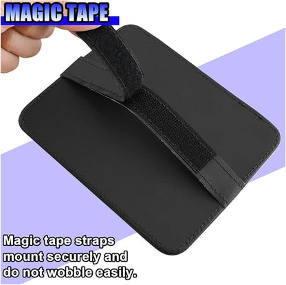 Leather Car Sun Visor Organizer, Multifunctional Auto Visor Document Holder with Sunglasses Clip, Universal Vehicle Interior Pocket Storage Accessories for Drving License, Card, Pen (Black)