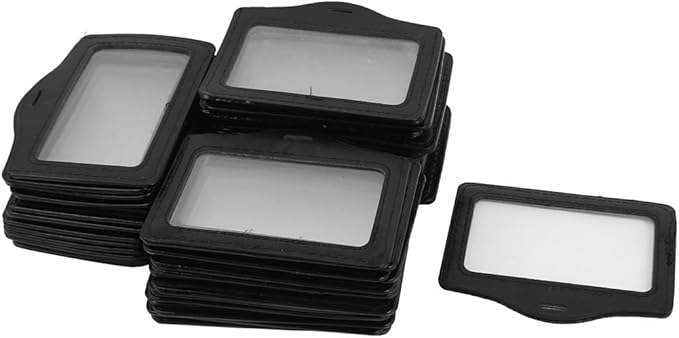 uxcell Faux Leather Office Horizontal Business ID Badge Card Holder Container 50 PCS Black