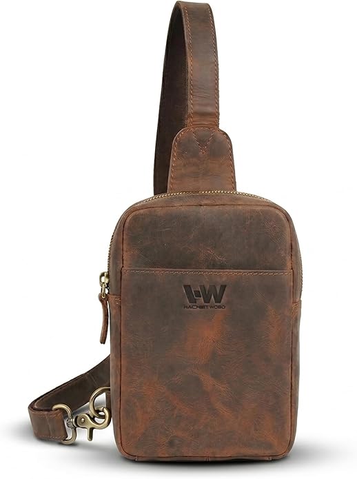 Handmade World Genuine Leather Small Sling Bag 'The Slingy' Crossbody Fanny Chest Bag For Explore Travel Adventure