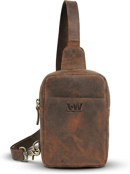 Handmade World Genuine Leather Small Sling Bag 'The Slingy' Crossbody Fanny Chest Bag For Explore Travel Adventure