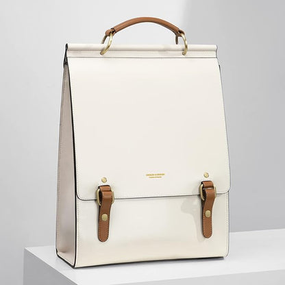 Cnoles Leather Backpack Purse For Women Fashion Ladies Vintage Bags Casual College Travel Backpacks Large bag White