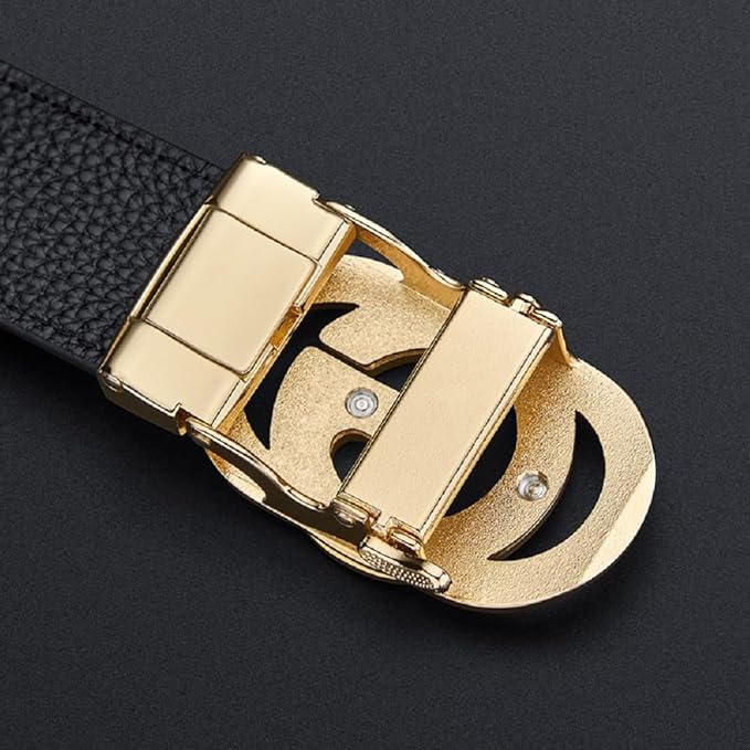 VANNANBA Mens Ratchet Belts Genuine Leather Designer Belt with Automatic Buckle Alloy Gift for Men