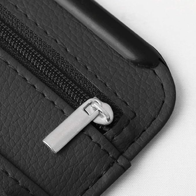 Car Sun Visor Multi-Pocket Net Zipper Organizer Auto Interior Accessories Pocket Organizer Storage Pouch Holder for Card License Pen Glasses (Black)