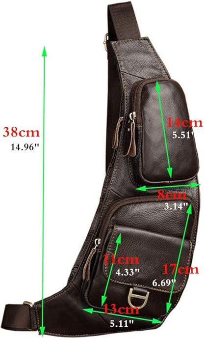 Hebetag Leather Sling Bag Crossbody Backpack for Men Women Travel Outdoor Camping