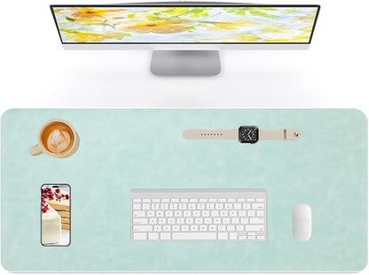 Desk Pad Soft PU Leather Extra Large Mouse Pad Laptop Computer Desk Mat Table Blotter Flat Smooth Waterproof Non-Slip Desktop Protector Writing Pad for Office and Home (Light Green, 120x43cm)