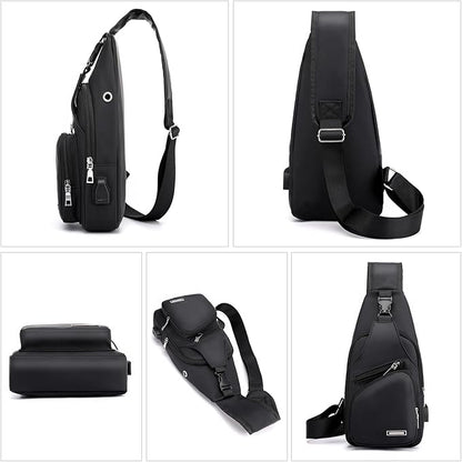 Peicees Mens Leather Crossbody Bag Trendy Sling Bag Man Purse Waterproof Sling Backpack Daypack Cross Body Chest Bag for Men
