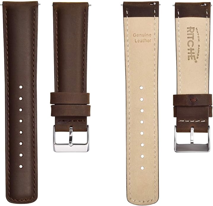 Ritche Christmas Gift Quick Release Leather Watch Bands Genuine Watch Straps for Men Women Top Grain Leather Watch Strap, White Elephant Gifts, Stocking Stuffers for Men, Father's Day gifts