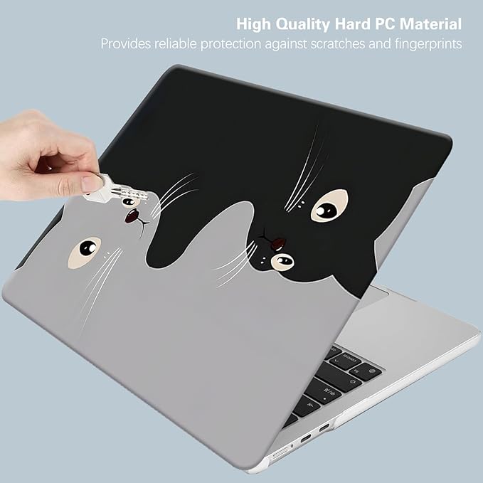 KEROM Compatible for MacBook Pro 13 Inch Case 2025 2024 2023 2022-2016 M2 M1 A2338 A2289 A2251 A2159 A1989 A1706 A1708, Cute Aesthetic Protective Plastic Hard Shell & Keyboard Cover, Two Cats